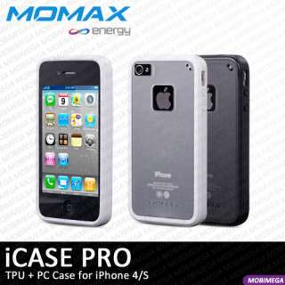 Momax iCase Pro PC + TPU Soft Case Cover Shell iPhone 4 4S w Screen 