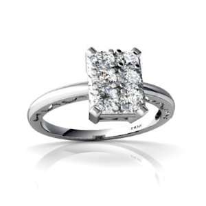  14K White Gold White Diamond Milgrain Ring Size 8 Jewelry