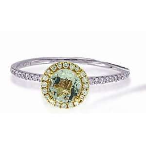 Meira T 14K Yellow & White Gold Green Amethyst Diamond Engagement Ring 