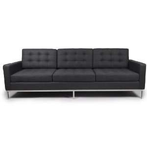  Florence Knoll Style 3 Seat Sofa, Charcoal Cashmere Wool 