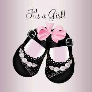  Black Baby Shoes Pink Baby Shower Stickers Arts, Crafts 