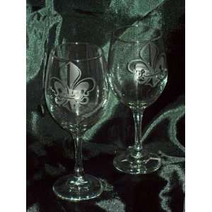Fleur De Lis Wine Glasses Set of 2 