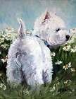 MSSMITH Westie West highland terrier dog daisies PRINT