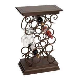 Metal Wood Rack With Glass & Wine Holder.  Kitchen 