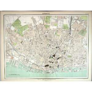   Map England 1891 Street Plan Liverpool River Mersey