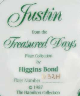 HIGGINS BOND Plate JUSTIN Hamilton TREASURED DAYS 1988  