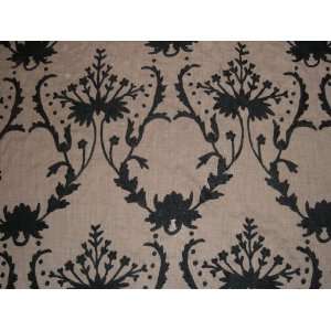  Crewel Fabric Bloom Black on Dark Melange Wool
