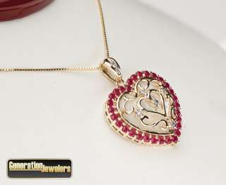   and Ruby Heart Pendant 14K Yellow Gold Free Insured Shipping  
