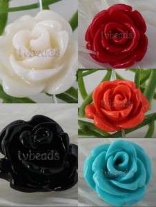 Ps204 211 Manmade Coral Carved Rose Flower Loose Beads 5pcs  