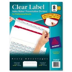  Index Maker® White Dividers, Red 8 Tab Style, with Clear 