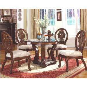  5pc Dining Set with Glass Top Table in Cherry MCFD5996 1 
