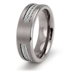  7mm Titanium Ring with Cable Inlays Jewelry