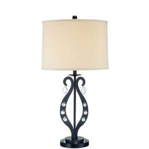  Table Lamp with Inset and Drop Crystal Accents in Black 
