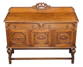 English Antique Style Jacobean Oak Sideboard Server  