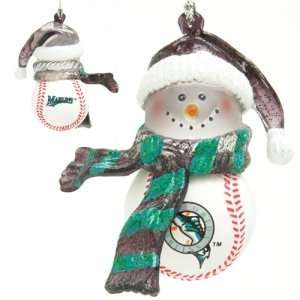  Florida Marlins MLB Striped Acrylic Snowman Ornament (3 