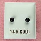14K Gold   4mm Black Onyx Ball Stud Earrings  