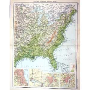  Bartholomew Map C1900 United States America Gulf Mexico 