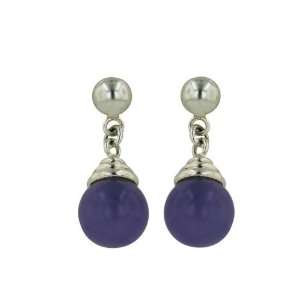   Purple Jade Ball Dangle Earrings Silver Empire Jewelry Jewelry
