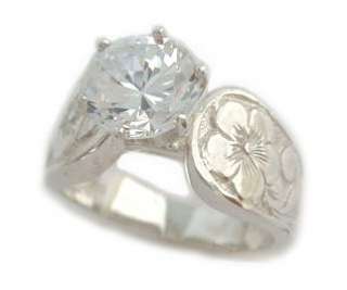 Carat CZ French Mount Silver Hawaiian Wedding Ring  