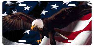 Custom Novelty License Plate Photo American Flag Eagle  