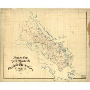  Civil War Map James City, York, Warwick, and Elizabeth 