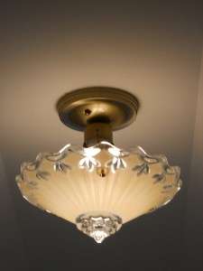 30s 3 Chain Vintage Art Deco Antique Chandelier, Ceiling light 