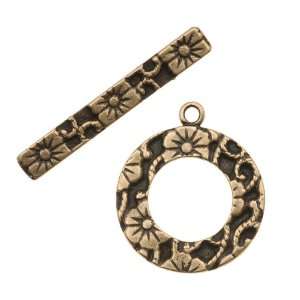  Antiqued Brass Floral Ring Toggle Clasp 20mm (1 Set) Arts 