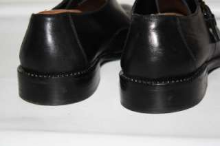 GIANNI VERSACE BLACK LEATHER LOGO MONK STRAP LOAFERS SHOES 44/11 