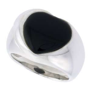    Ring w/ a Heart shaped Jet Stone, 5/8 (16mm) wide, size 8 Jewelry