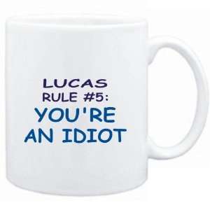  Mug White  Lucas Rule #5 Youre an idiot  Male Names 