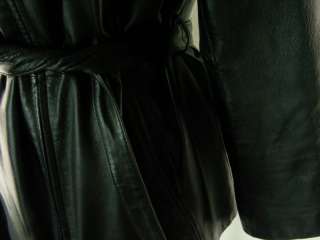 womens leather jacket Worthington black wrap sz L zip  