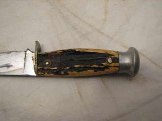 VINTAGE CASE HUNTING KNIFE STAG ANTLER HANDLE W SHEATH  