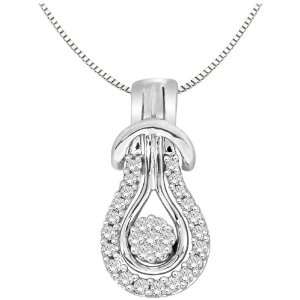 14K White Gold Diamond Love Knot Pendant Necklace (1/4 cttw, H I Color 