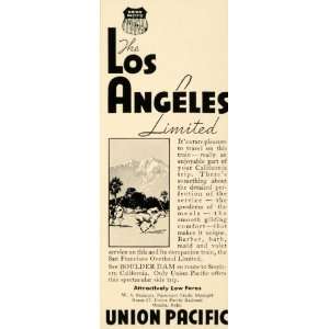  1934 Ad Union Pacific Railroad Los Angeles Limited 
