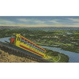 Incline Railway Car Climbs Lookout Mountain Above Chattanooga and the 