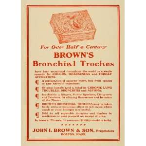   John I. Brown & Son Bronchial Troches Remedy   Original Print Ad Home