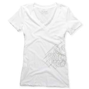   Racing Womens Sharp Edge V Neck T Shirt   X Small/White Automotive