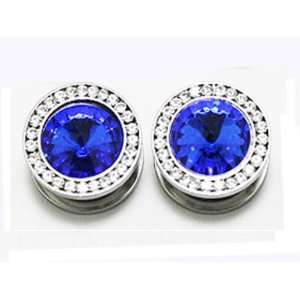   )   Fashion Large Blue Gem Plug Earring 10mm (1 Pair)