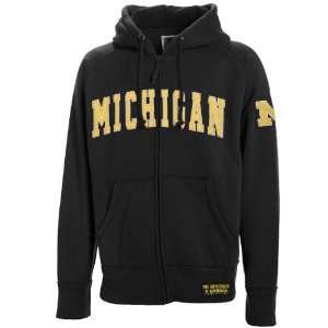  Michigan Wolverines Black Burn Full Zip Hoody Sweatshirt 