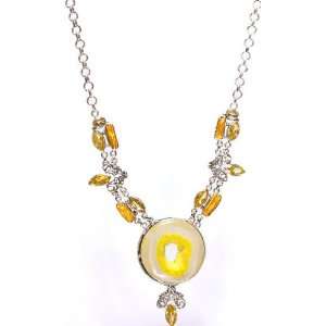  Fossil Necklace with Pearl and Faceted Citrine   Sterling 