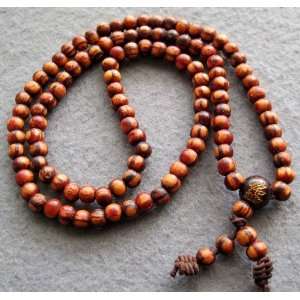 108 Pine Wood FO Beads Tibet Buddhist Prayer Mala Necklace 