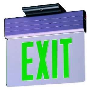   Lit Die Cast Exit Sign, Aluminum with Green Letters