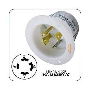  Hubbell HBL2715 AC Flanged Inlet NEMA L14 30 Male White 