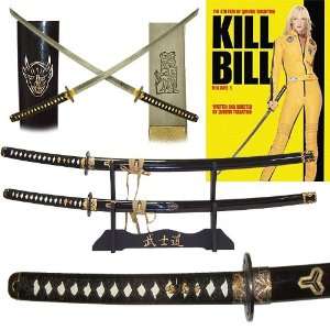  New Trademark KILL BILL Katanas Two Sword Set With Display 