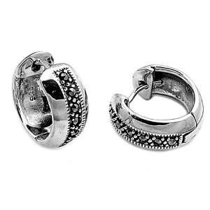  Sterling Silver Earrings with Marcasite   15 mm x 6 mm 