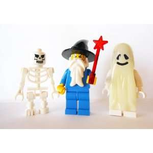  LEGO Blue Wizard, Evil Skeleton, Glow in the Dark Ghost 