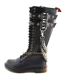DEMONIA Mens Combat Punk Knee High Stud Boots Shoes  