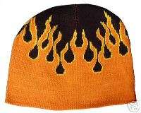 HARLEY COLORS ORANGE & Black FLAMES BEANIE KNIT Hat  