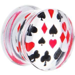  1/2 Acrylic Playing Card Suit Poker Saddle Plug Jewelry