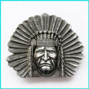  NEW FASHION Indian Chief Head Belt Buckle WT 003AS 